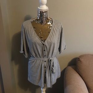 Good Luck Gem short sleeve button front